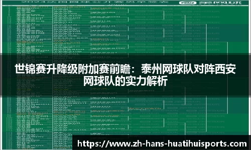 世锦赛升降级附加赛前瞻：泰州网球队对阵西安网球队的实力解析